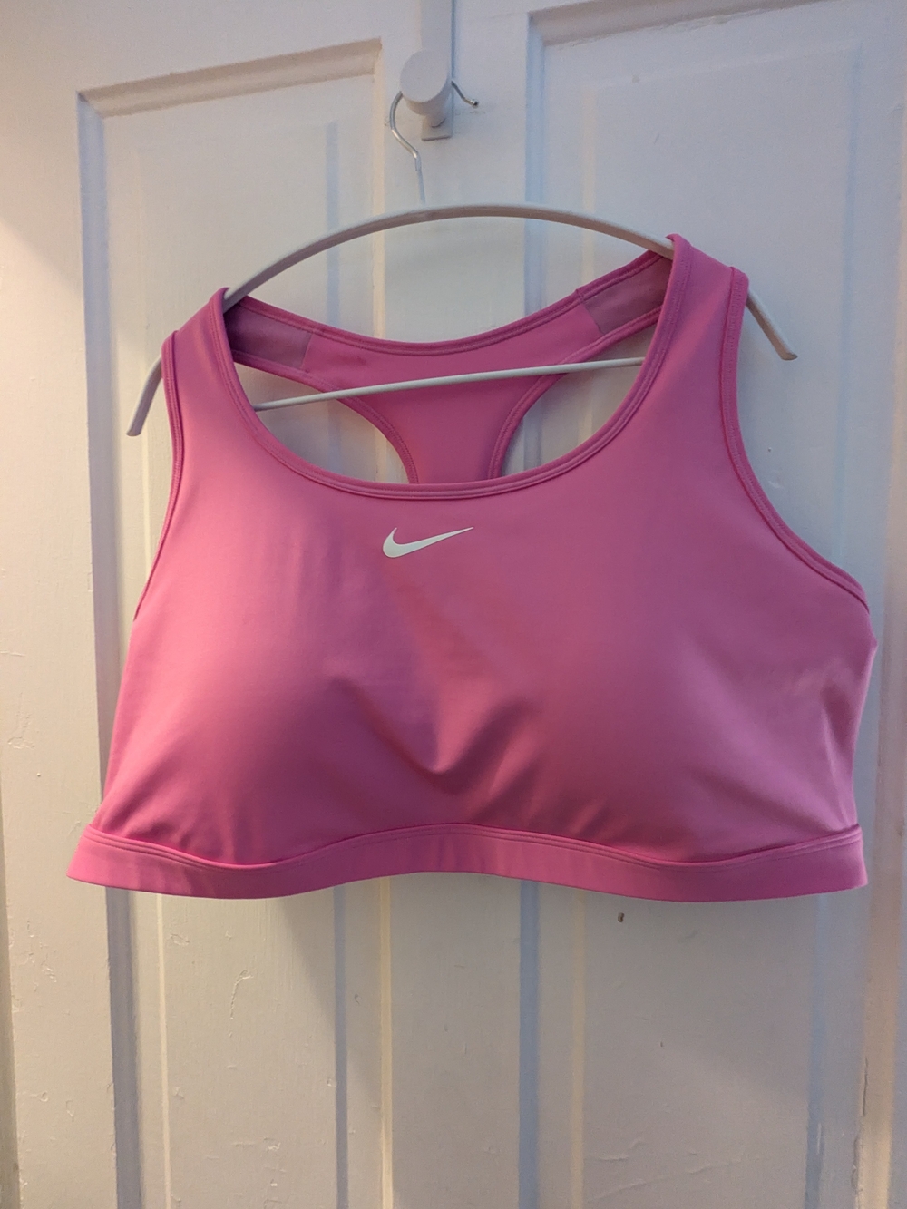 Nike Pink Racerback Sports Bra with White Swoosh